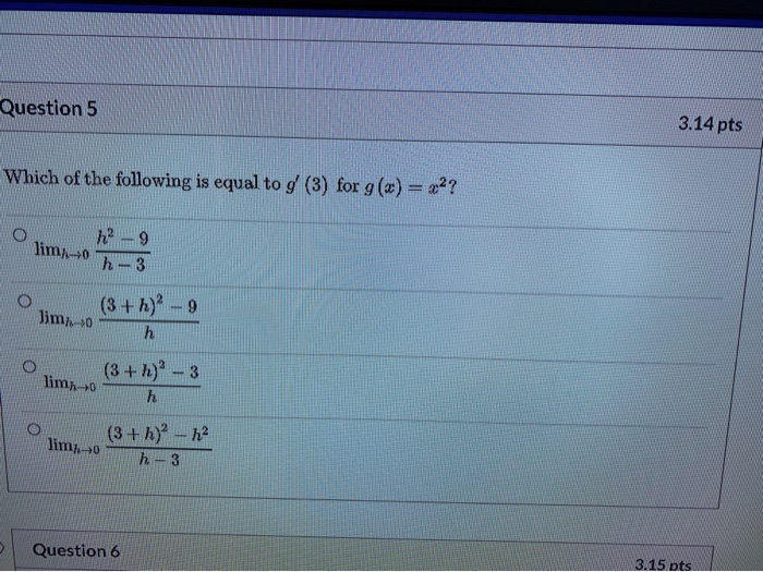 Solved Question 5 3.14 pts Which of the following is equal | Chegg.com