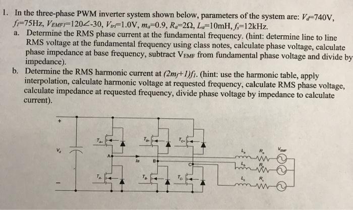 Solved 1. In the three-phase PWM inverter system shown | Chegg.com