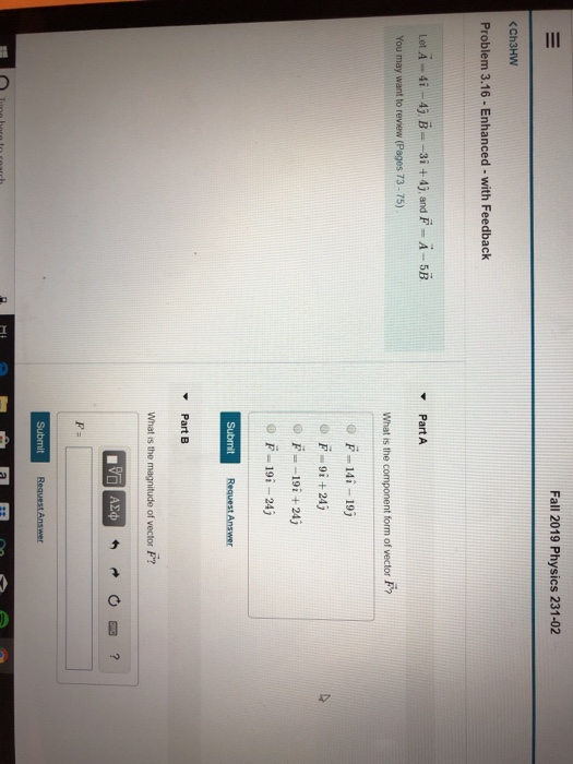 Solved Fall 2019 Physics 231-02 | Chegg.com