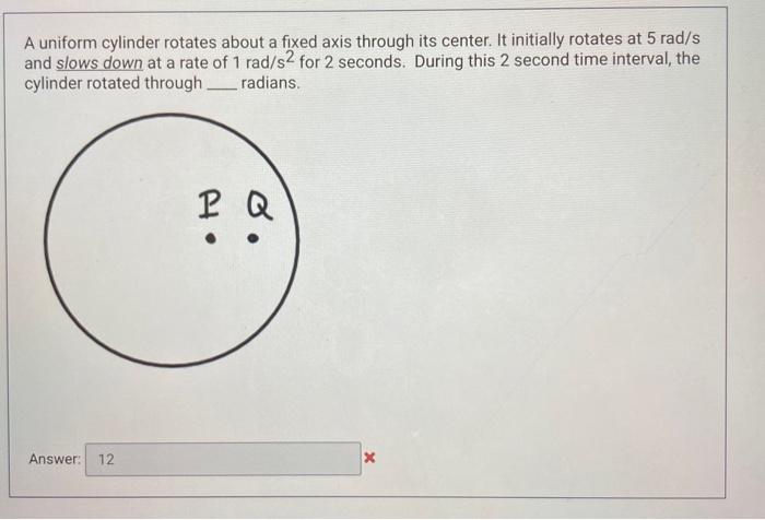 Solved A uniform cylinder rotates about a fixed axis through | Chegg.com