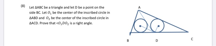 Solved (8) Let AABC be a triangle and let D be a point on | Chegg.com