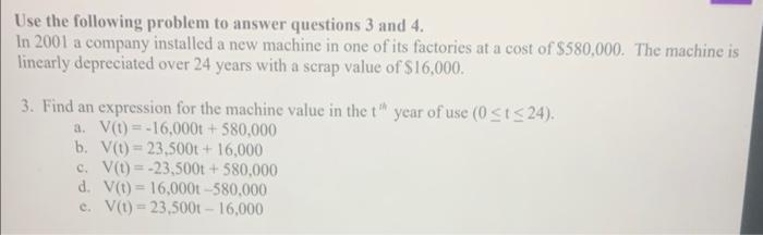 Solved Use the following problem to answer questions 3 and 4 | Chegg.com