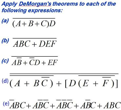 Solved Apply DeMorgan's Theorems To Each Of The Following | Chegg.com