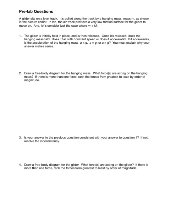 Solved Prelab Questions A glider sits on a level track.