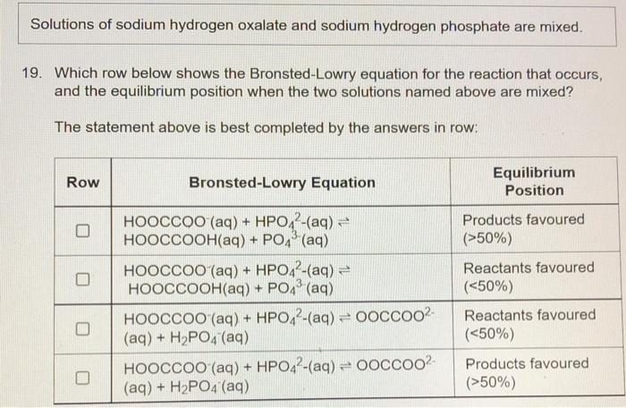 Solved Solutions of sodium hydrogen oxalate and sodium | Chegg.com