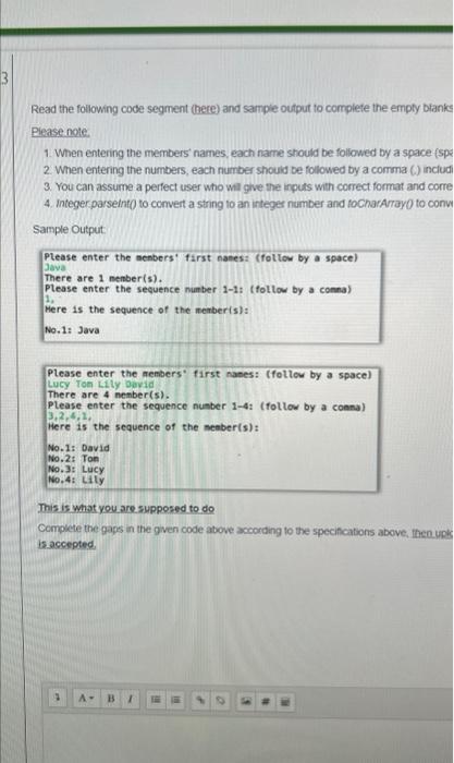 Solved 3 Read the following code segment (here) and sample | Chegg.com