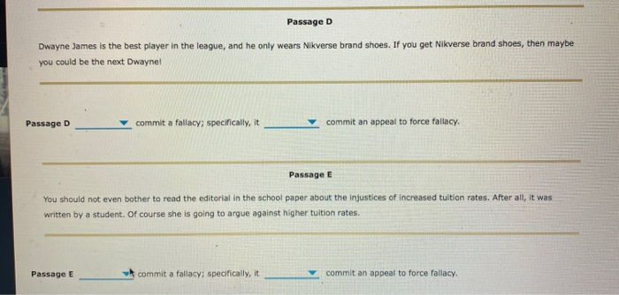 Solved Passage D Dwayne James Is The Best Player In The L Chegg Com