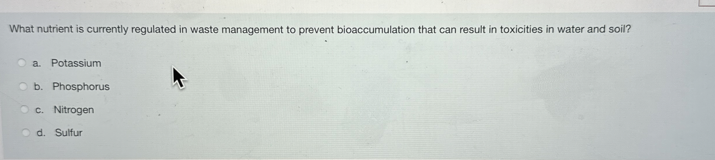 Solved What nutrient is currently regulated in waste