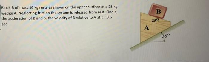 Solved Block B Of Mass 10 Kg Rests As Shown On The Upper | Chegg.com