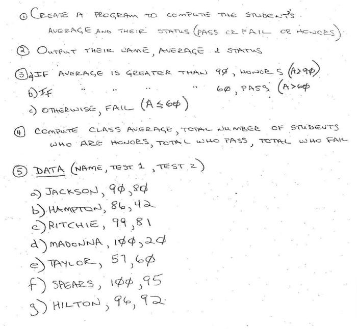 Solved ce OF STUDENTS 4 HO CREATE A PROGRAM TO COMPUTE THE | Chegg.com