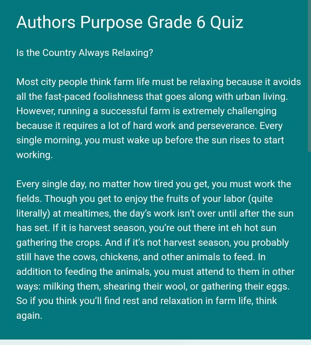 Author's Purpose Quiz