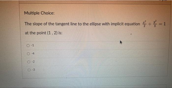 Solved Multiple Choice: The slope of the tangent line to the | Chegg.com