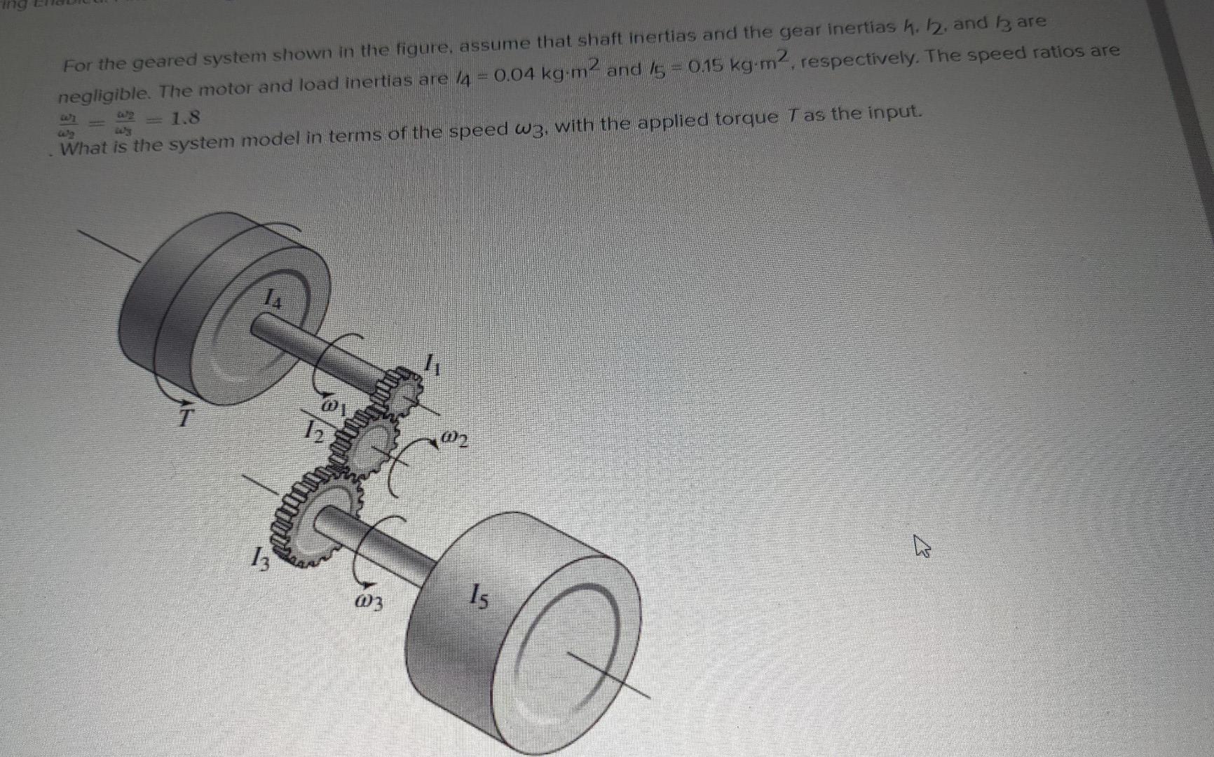 Solved For the geared system shown in the figure, assume | Chegg.com