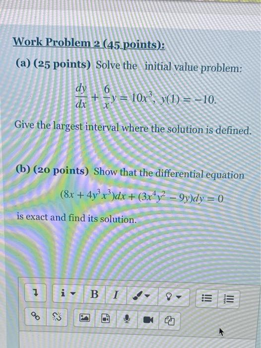Solved Work Problem 2 (45 points): (a) (25 points) Solve the | Chegg.com