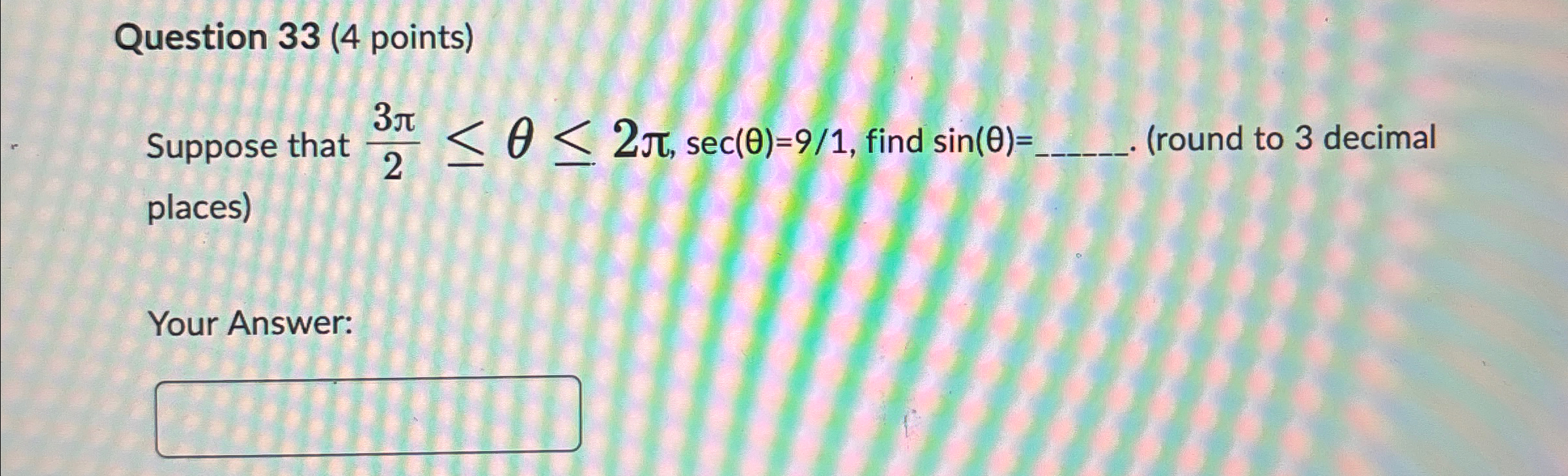 Solved Question 33 (4 ﻿points)Suppose that | Chegg.com