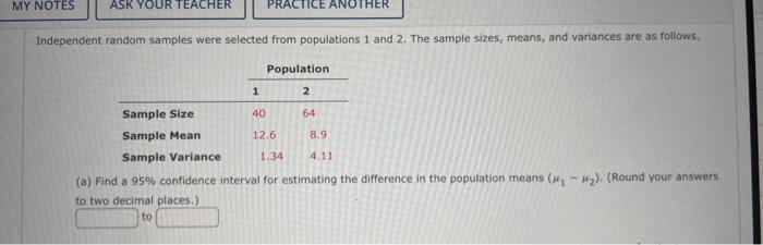 Solved (a) Find a 95% confidence interval for estimating the | Chegg.com
