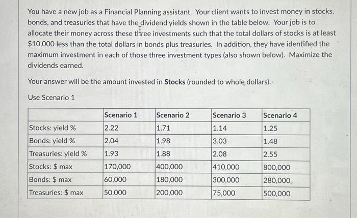 Solved You Have A New Job As A Financial Planning Assistant Chegg Com   Image