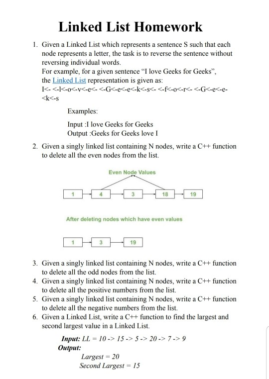 Solved Linked List Homework 1. Given A Linked List Which | Chegg.com