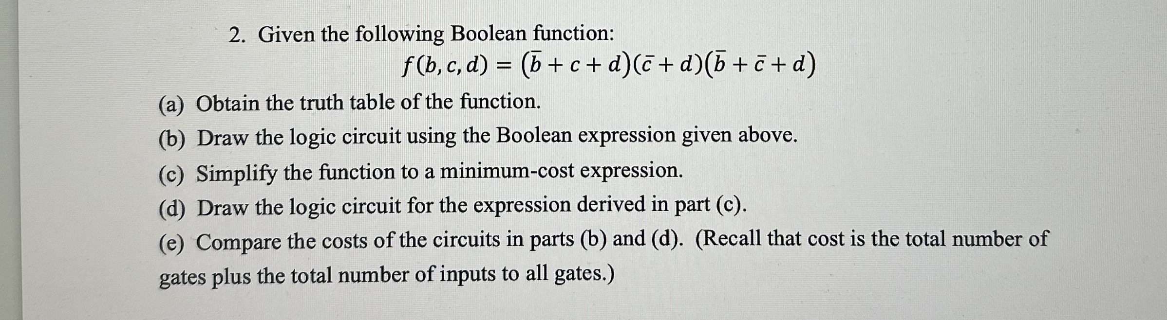 Solved Given the following Boolean | Chegg.com