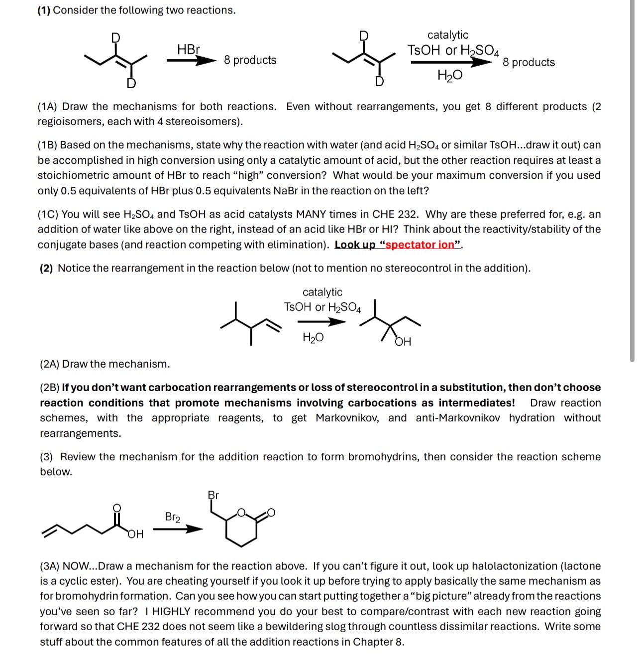 Solved (1) ﻿Consider The Following Two Reactions.(1A) ﻿Draw | Chegg.com