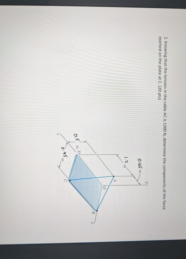 Solved 2. Knowing that the tension in the cable AC is 1200 | Chegg.com