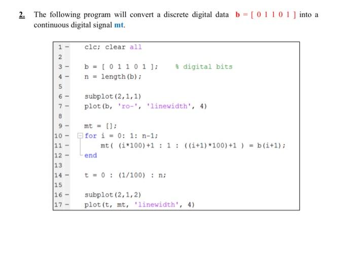 Solved 2. The following program will convert a discrete | Chegg.com