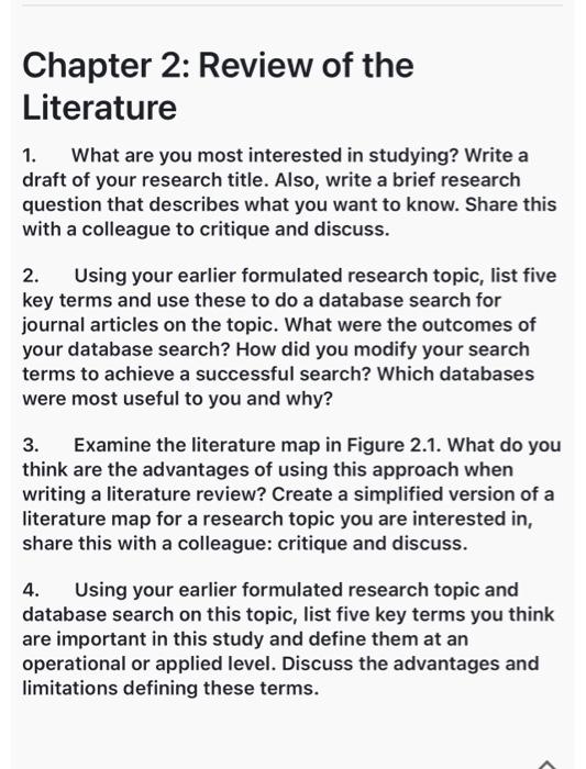 Chapter 2: Review Of The Literature 1. What Are You | Chegg.Com