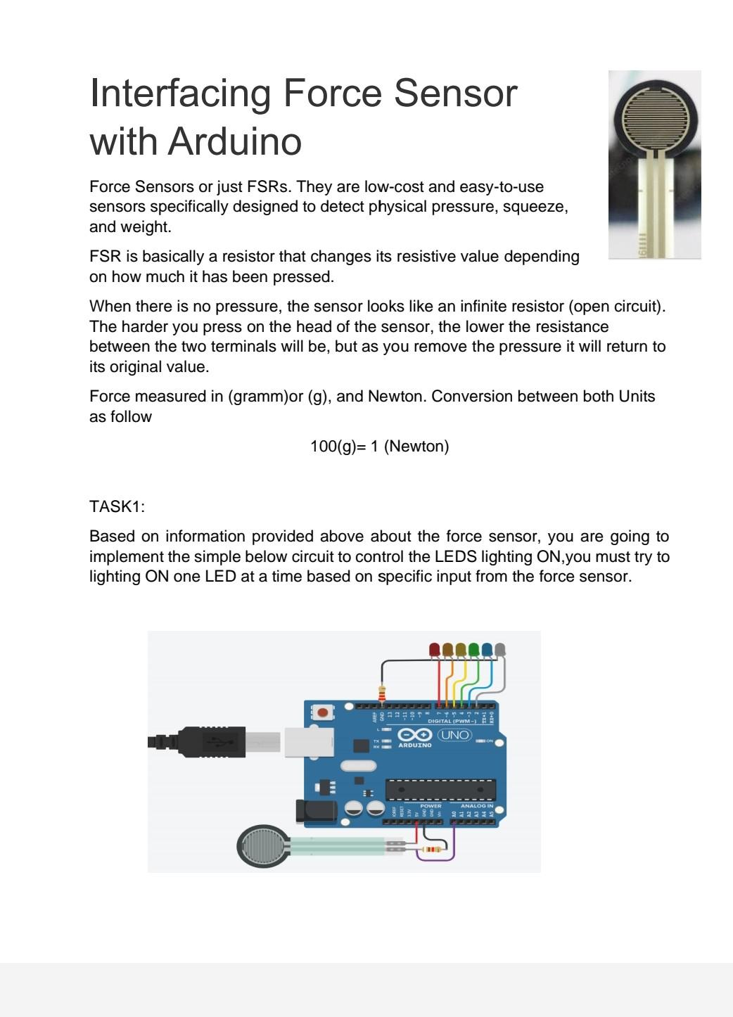 Solved Interfacing Force Sensor with Arduino Force Sensors | Chegg.com
