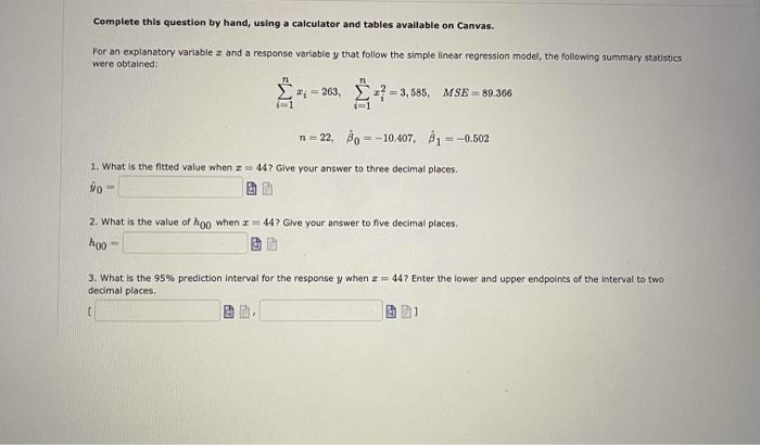 Solved Complete This Question By Hand, Using A Calculator 