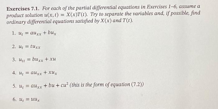Solved Exercises 7.1. For each of the partial differential | Chegg.com