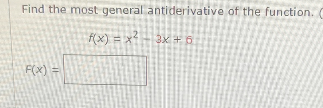 Solved Find the most general antiderivative of the | Chegg.com