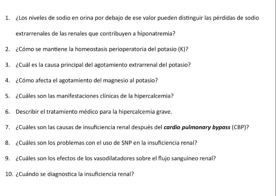 1. ¿Los niveles de sodio en orina por debajo de ese valor pueden distinguir las pérdidas de sodio extrarrenales de las renale