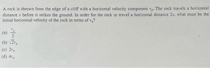 Solved A rock is thrown from the edge of a cliff with a | Chegg.com