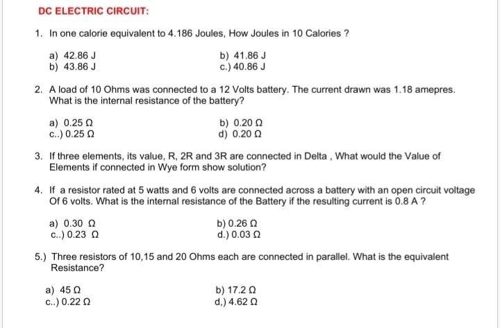 Solved A. MULTIPLE CHOICE Problems: FUNDAMENTAL ELECTRICAL | Chegg.com