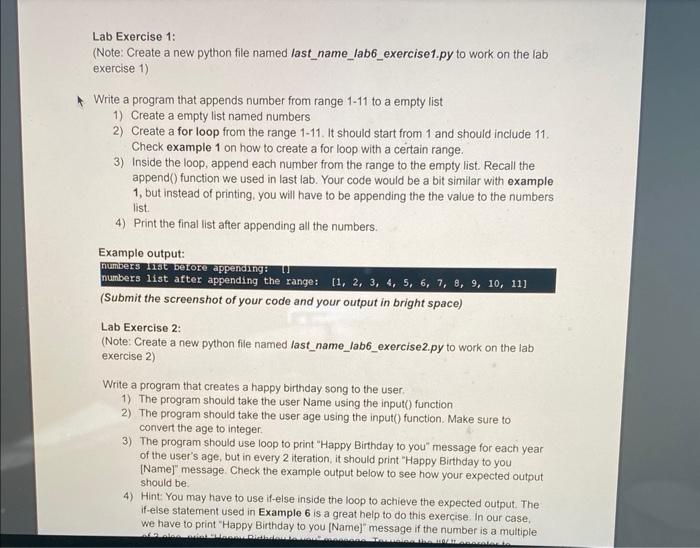 Solved Lab Exercise 1: (Note: Create a new python file named | Chegg.com