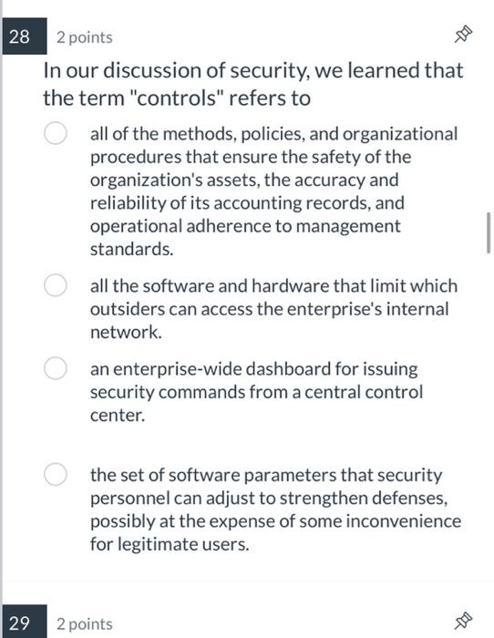 Solved 2 points our discussion of security, we learned that | Chegg.com
