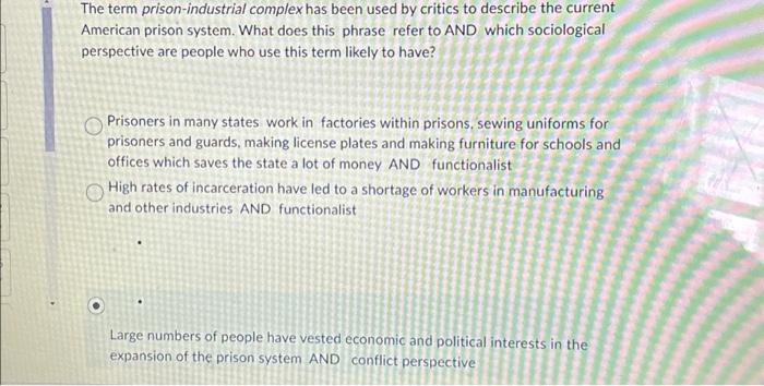 The Term Prison-industrial Complex Has Been Used By | Chegg.com