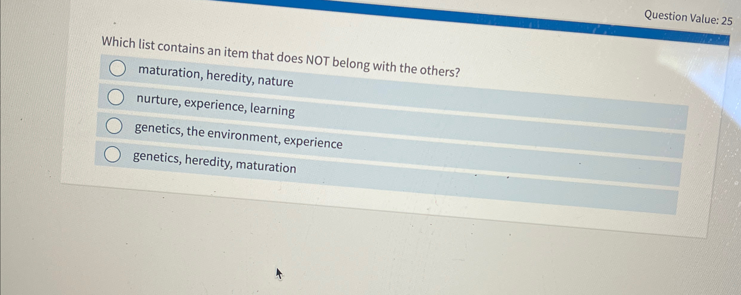 Solved Question Value: 25Which list contains an item that | Chegg.com