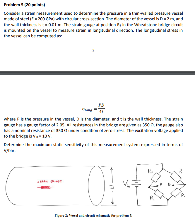 Solved Problem 5 (20 ﻿points)Consider a strain measurement | Chegg.com