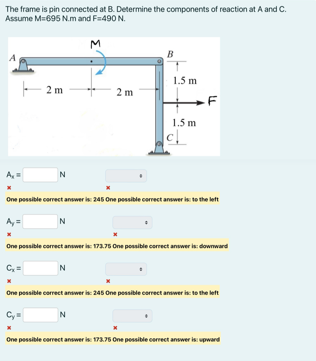 Solved The frame is pin connected at B. ﻿Determine the | Chegg.com