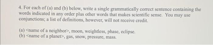 Solved 4. For Each Of (a) And (b) Below, Write A Single | Chegg.com