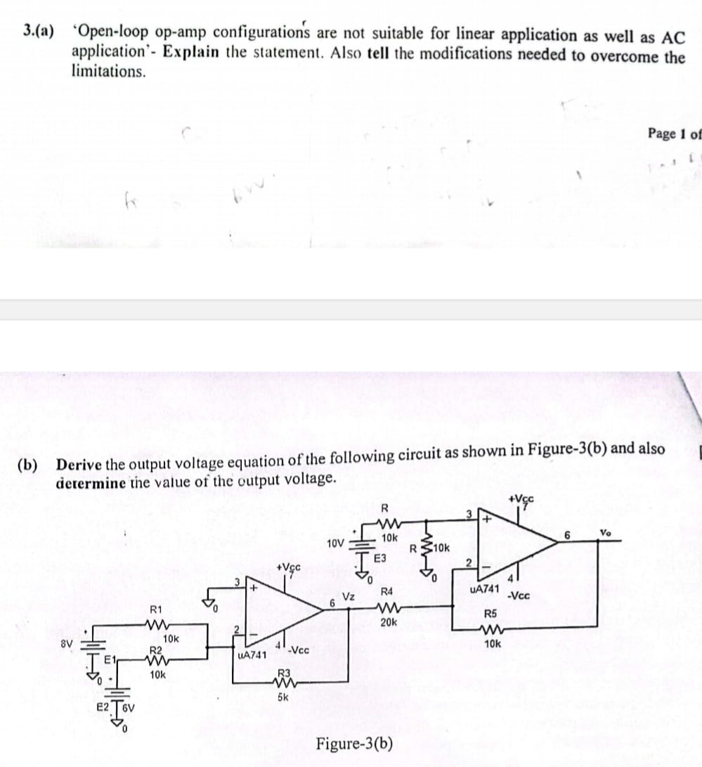Solved 3.(a) ﻿'Openloop opamp configuration's are not