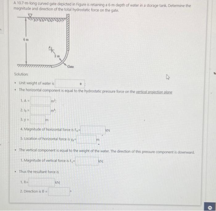 Solved A 10.7-m-long Curved Gate Depicted In Figure Is 