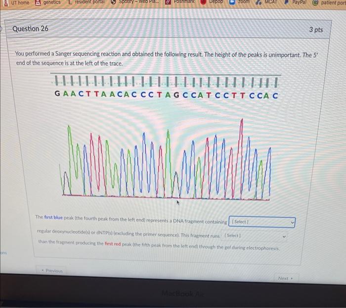 Solved You performed a Sanger sequencing reaction and | Chegg.com
