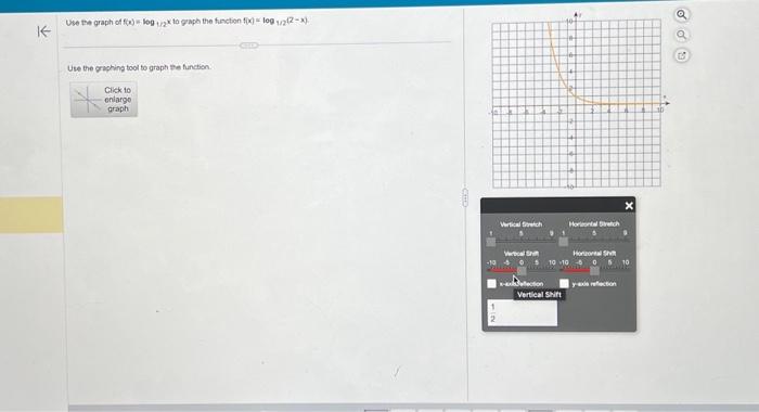 Solved Use the graph of f(x)=log+1/2× to graph the thetion | Chegg.com