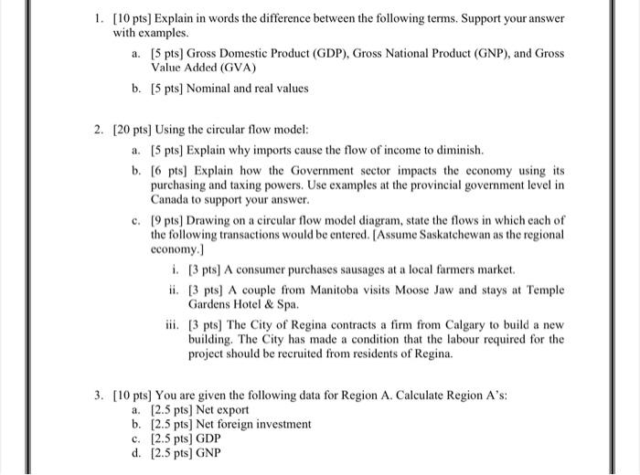 Solved 1. [10 pts] Explain in words the difference between | Chegg.com