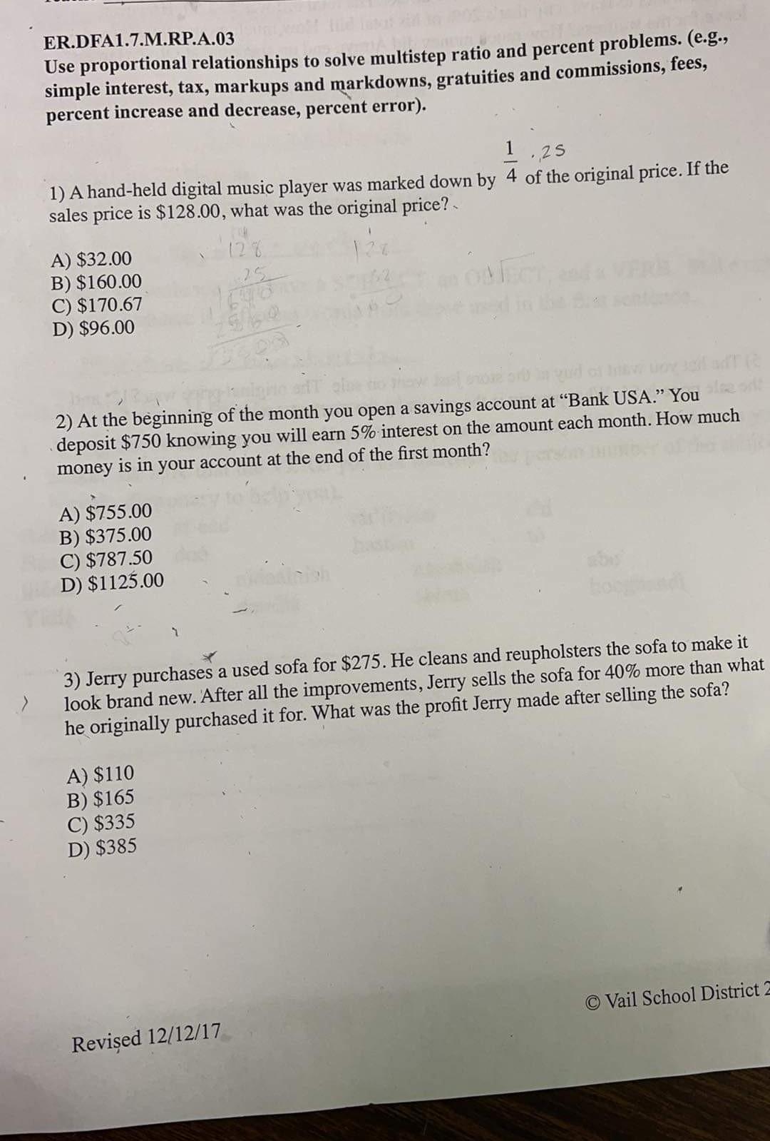 Solved ER.DFA1.7.M.RP.A.03 Use proportional relationships to | Chegg.com