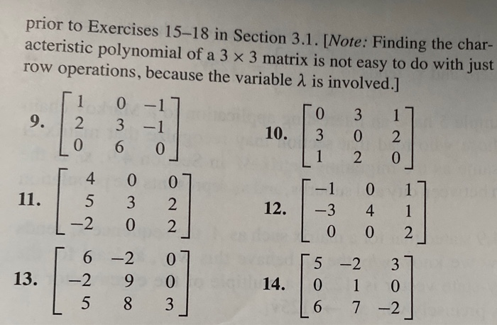 Solved Exercises 9 14 require techniques from Section 3.1. Chegg