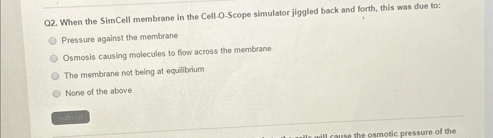 Solved Q2. ﻿When The SimCell Membrane In The Cell-O-Scope | Chegg.com