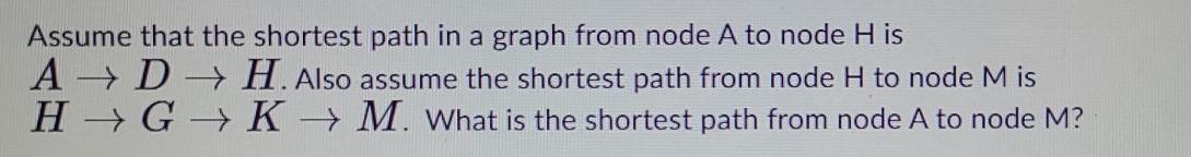 Solved Assume that the shortest path in a graph from node A | Chegg.com